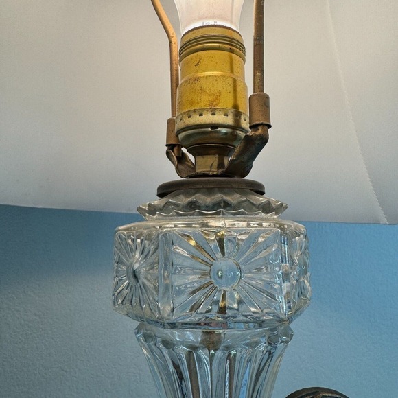 Underwriters Laboratories decorative Glass Table Lamp Knob Control Beige Vintage - Picture 8 of 13